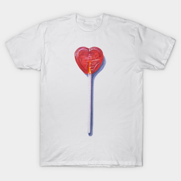 Holding Out For A Hero - heart lollipop painting (no background) T-Shirt by EmilyBickell